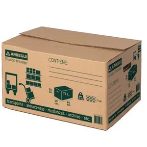 Caja de cartón de color marrón con capacidad para 72 litros y medidas 60x40x30 centímetros ARREGUI.