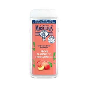 LE PETIT MARSEILIAIS Gel hidratante y nutritivo para baño o ducha, con textura crema y melocotón blanco y nectarina bio LE PETIT MARSEILIALS 650 ml.