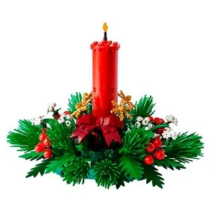 Centro de mesa navideño, vela decorativa, LEGO.