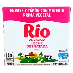 RÍO Leche desnatada de vaca de origen español 6x1 l.