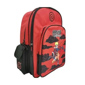 Mochila 43cm de 2 compartimentos NARUTO, color rorjo.
