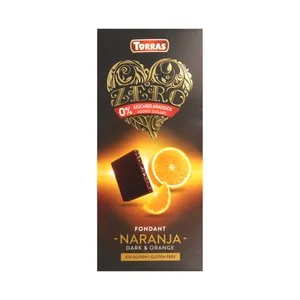 TORRAS Chocolate sin azucares añadidos, negro, naranja 125 g.