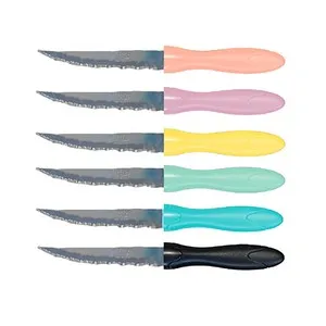 Cuchillo chuletero de 11 cm con mango de plástico, surtido de colores, ALCAMPO.