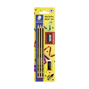 Blister 3 lapices noris 120-2 + 1 goma 526 n40 + 1 sacapuntas 510 50, STAEDTLER.