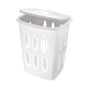Cesto pongotodo de plástico, color blanco,40 litros, ESSENTIAL.