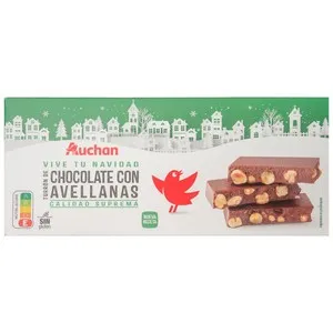 PRODUCTO ALCAMPO Turrón de chocolate con avellanas enteras 260 g.