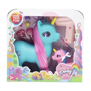Conjunto de dos unicornios con accesorios, ONE TWO FUN ALCAMPO.