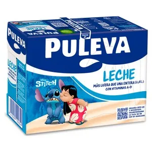 PULEVA Leche de vaca entera ligera (sólo 2% de materia grasa) 6 x 1 l.