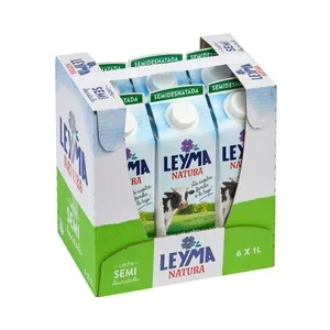 LEYMA Leche de vaca semidesnatada de origen 100% gallego Natura 6 x 1 l.