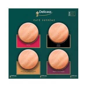 DELICASS Surtido de 4 patés de 70 g (pato, oca, pato al armagnac y pato trufado) Paté supréme.