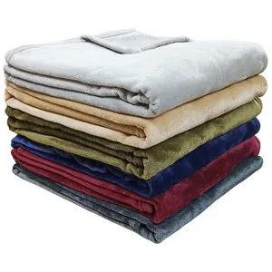Manta plaid color Verde 130x170 cm franela liso 220gs, ACTUEL
