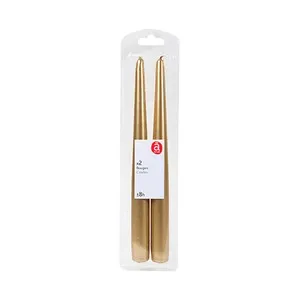 Set de 2 velas cónicas gold ACTUEL.
