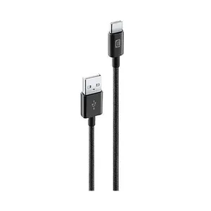 Cable universal trenzado USB a USB-C, CELLULAR LINE, 1,5 m., color negro.