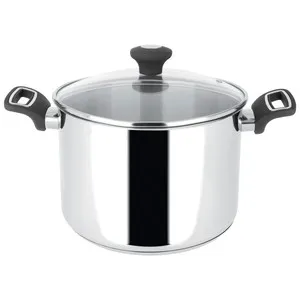 Olla alta de acero inoxidable con tapa de vidrio, apta para inducción, 30cm. ACTUEL.