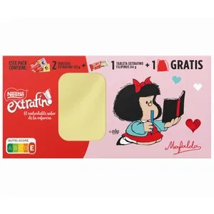 NESTLÉ Chocolate con leche estrafino y mochila de Mafalda 3 uds. 334 g.