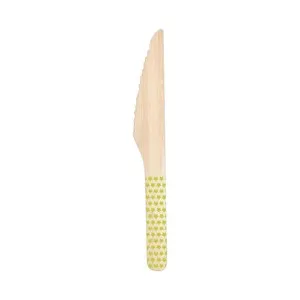 Cuchillos desechables de madera con mando decorado con estrellas verdes, 100% natural, 10 unidades, Green ACTUEL.