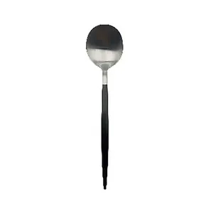 Cuchara de postre de acero inoxidable con mango negro, ALCAMPO.