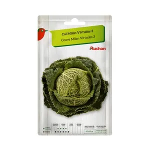 Sobre de semillas para sembrar col de la variedad Milán virtudes 3 PRODUCTO ALCAMPO.