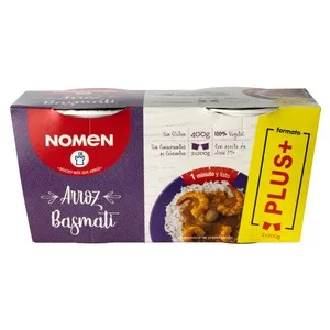 NOMEN Plus Vasitos de arroz basmati 2 udsx 200 ml.