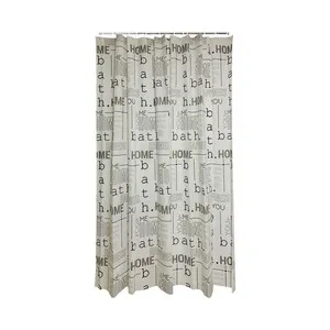 Cortina de baño tejido PEVA color gris estampada, 180x200 cm. ACTUEL.