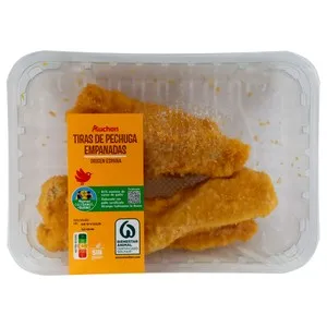 ALCAMPO CULTIVAMOS LO BUENO Bandeja con tiras empanadas de pechuga de pollo 400 g.