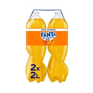 FANTA ZERO Refresco de naranja sin azúcares añadidos botella pack de 2 botellas x 2 L