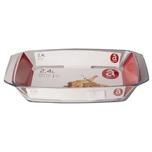 Fuente de vidrio rectangular apta para horno, capacidad de 2,4 litros, ACTUEL.