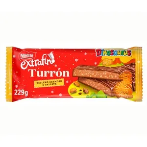 NESTLÉ Turrón relleno cremoso y galleta Dinosaur 231 g.