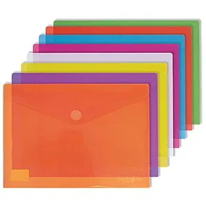 Sobre de polipropileno translúcido de varios colores tamaño folio y con cierre de broche GRAFOPLAS.
