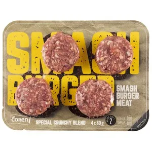 COREN Burger meat smash de vacuno 4 x 80 g.