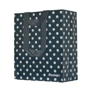 Bolsa de rafia con doble asa color gris estampada ALCAMPO.