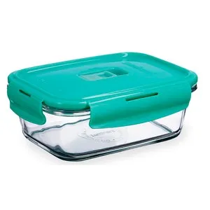 Taper hermético de vidrio rectangular de 82 cl, color turquesa, ADI HOGAR Y HOSTELERÍA IBERIA.