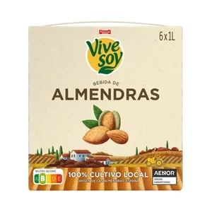 VIVESOY Bebida de almendras de cultivo 100% local de Pascual 6 x 1 l.