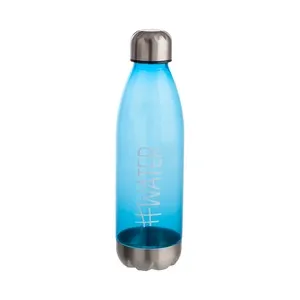 Botella de plástico rellenable con tapón de acero, color azul, 0,75L, Tape QUID.