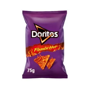 DORITOS Flamin hot Nachos de maiz sabor a queso picantes 75 g