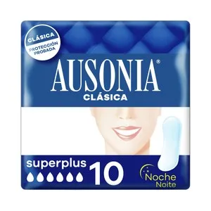 AUSONIA Clásica noche Compresas de noche, normal, con alas 10 uds..