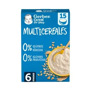 GERBER Papilla multicereales con cereales integrales (trigo, avena, cebada y maíz), a partir de 6 meses 270 g.