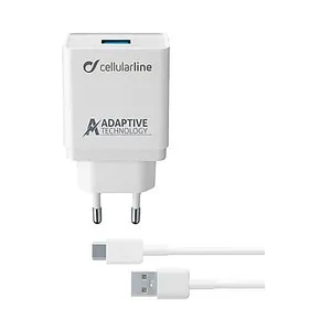 Kit Cargador + cable USB-C, color blanco, CELLULAR LINE.