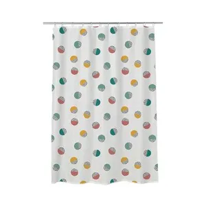 Cortina de baño de poliéster estampado dots, 180x200cm. ACTUEL.