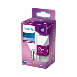 Bombilla Led E14, 4,3W=40W, luz fría 6500K, 470lm, PHILIPS.