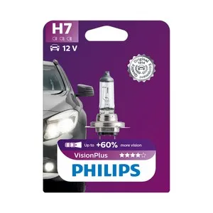 Bombilla halógena para automóvil, tipo H7 y con potencia de 55W PHILIPS Vision plus.