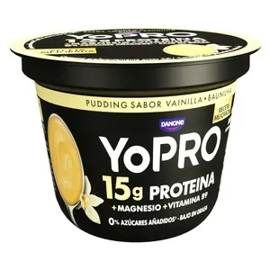 YOPRO de Danone Pudding sabor vainilla con alto contenido en proteina 150 g.