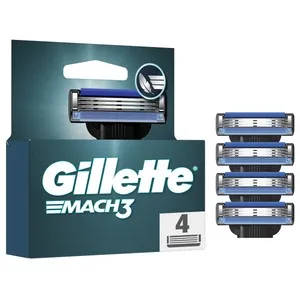 GILLETTE Mach3 Recambio de cuchillas de afeitar con 3 hojas 4 uds.