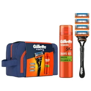 GILLETTE Fusion 5 Neceser con maquinilla, recambio y gel de afeitar.