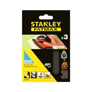 Pack 3 hojas de lija de malla para Mouse, con velcro. Grano 240, STANLEY.