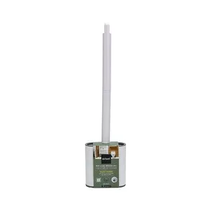 Escobillero de baño con base y cabezal flex antigoteo, 39,5 cm., color blando y gris, ACTUEL.