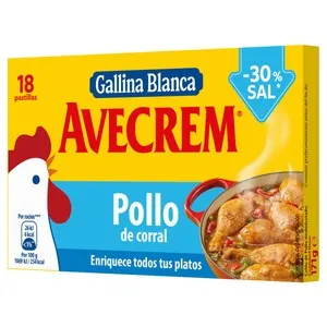 AVECREM Caldo de pollo con contenido reducido en sal 18 uds. 9,5 g.