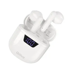 Auriculares Inalámbricos Bluetooth QILIVE Q.1342, color blanco, estuche cargador, 6h de autonomía, pantalla led indicadora de batería.