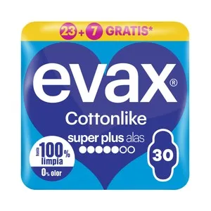 EVAX Cottonlike Compresas super plus con alas 30 uds.
