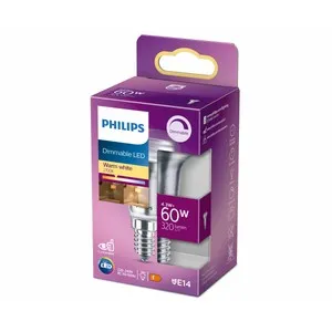 Bombilla Led E14, 4,3W=60W, luz cálida 2700K, regulable, 320lm, PHILIPS.